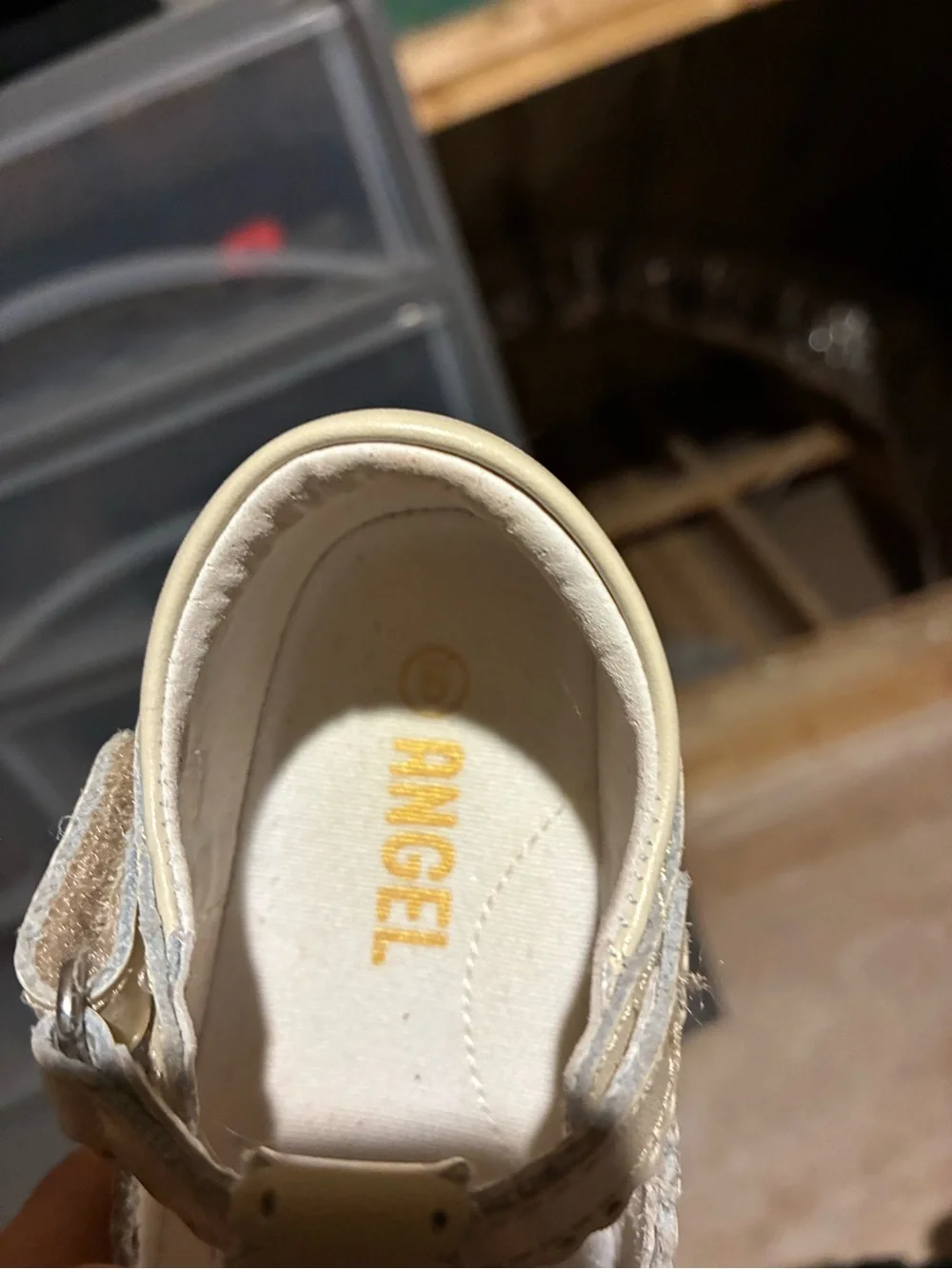 Angels Cream T‑Strap Baby Shoes with Scallop Trim